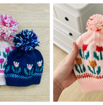 Tulips Hat Free Knitting Pattern