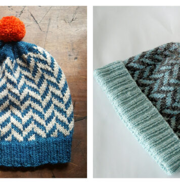 Herringbone Hat Free Knitting Pattern