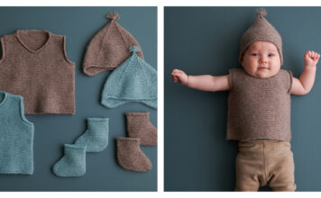 Little Garter Baby Set Free Knitting Pattern