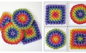 Granny Square and Circle Free Knitting Pattern