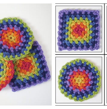 Granny Square and Circle Free Knitting Pattern